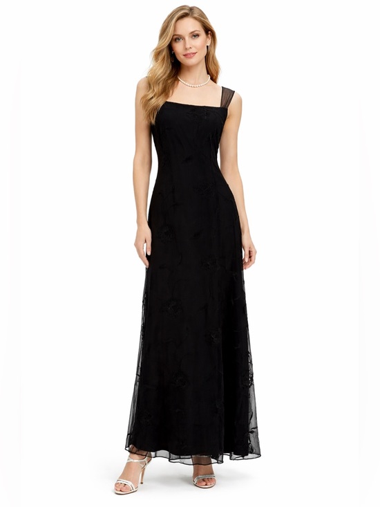 Lauren Ralph Lauren Dresses & Skirts - VTG Lauren Ralph Lauren Sophisticated Black Sheer Floral Maxi Evening Dress SZ 4